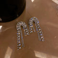 Crystal Arch Fringe Earrings with Sparkling Stone Details view 6