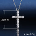 Silver Clear Crystal Cross Pendant Necklace Alloy Metal view 5