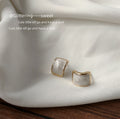 White Enamel Semi-Circle Gold Rim Stud Earrings Pair view 4