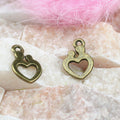 Double Heart Outline Alloy Pendant Charms in 2 Finishes view 2