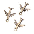 Side View Passenger Airplane Metal Charms in Two Finishes view 7