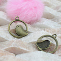 20mm Vintage Bird Circle Alloy Charm Pendant