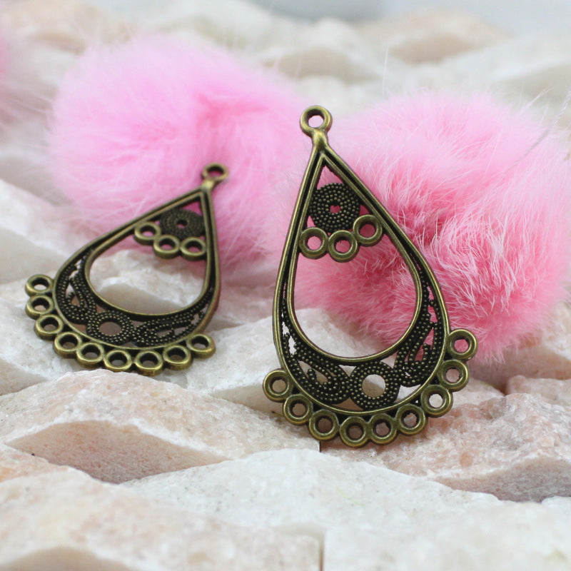 44x26mm Teardrop Alloy Earring Connector Finding with Multiple Holes