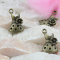 Vintage Floral Dress Charm Metal Jewelry Component, 3 Finish Options view 3