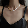 Freshwater Pearl Gold Rope Chain Half Splice Choker Necklace view 3