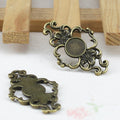 Floral Round Bezel Antique Tone Alloy Jewelry Making Component in 3 Finishes view 3