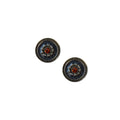 Antique Gold Round Flower Stud Earrings Amber Center Stone view 5