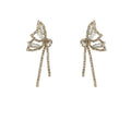 Gold-Tone Pavé Crystal Butterfly Drop Earrings Pair view 5