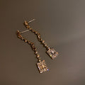 Geometric Crystal Drop Earrings with Sparkling Stone Details view 4