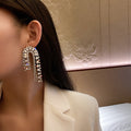 Crystal Arch Fringe Earrings with Sparkling Stone Details view 3