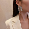 Crystal Arch Fringe Earrings with Sparkling Stone Details view 1