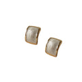 White Enamel Semi-Circle Gold Rim Stud Earrings Pair view 5