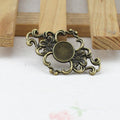 Floral Round Bezel Antique Tone Alloy Jewelry Making Component in 3 Finishes view 2