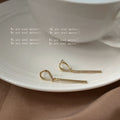 Gold Teardrop Pave Bar Drop Stud Earrings Clear Stones view 2
