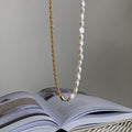 Freshwater Pearl Gold Rope Chain Half Splice Choker Necklace view 4