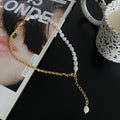 Freshwater Pearl Gold Rope Chain Half Splice Choker Necklace view 2
