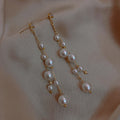 Pearl Chain Tassel Earrings with Lustrous Bead Details view 4