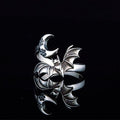 Silver Open Adjustable Bat Crescent Moon Band Ring view 1