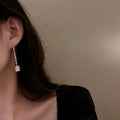 Geometric Crystal Drop Earrings with Sparkling Stone Details view 3