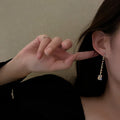 Geometric Crystal Drop Earrings with Sparkling Stone Details view 2