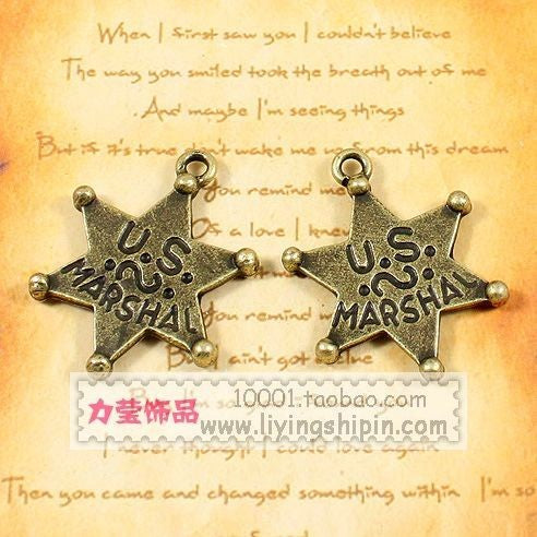 32x25mm Double-Sided Alloy Five-Point Star Charm Pendant