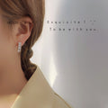 Gold Four Square Crystal Bar Stud Earrings Clear Stones view 2