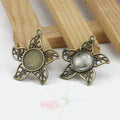 Star Flower Round Pendant Tray Jewelry Making Component view 2