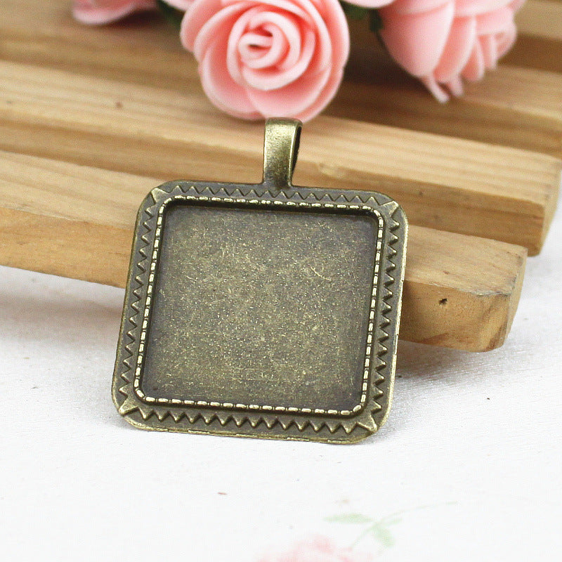 Square Alloy Cabochon Tray Bezel Setting for 25mm Cabochons