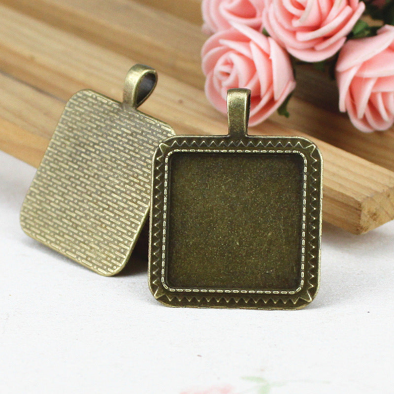 Square Alloy Cabochon Tray Bezel Setting for 25mm Cabochons