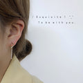 Gold Teardrop Pave Bar Drop Stud Earrings Clear Stones view 3