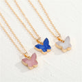 Gold Tone Butterfly Druzy Pendant Necklaces in Three Colors view 1