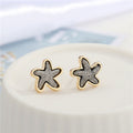 Gold Tone Starfish Druzy Stud Earrings in Three Colors view 6
