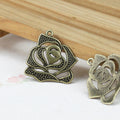 Vintage Alloy Rose Charm Pendant 27mm for DIY Jewelry