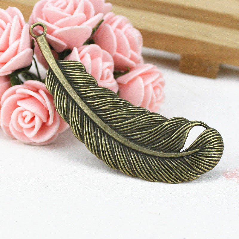 77x22mm Vintage Alloy Feather Bookmark Charm Pendant