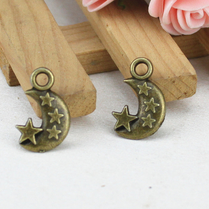 Vintage Double-Sided Moon and Star Alloy Charm Pendant