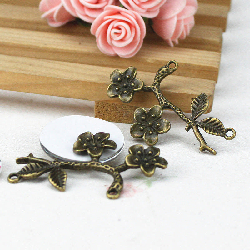 50x30mm Alloy Branch Flower Double Bail Pendant