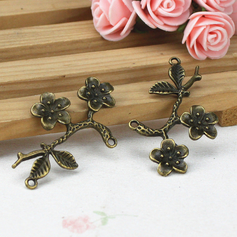50x30mm Alloy Branch Flower Double Bail Pendant