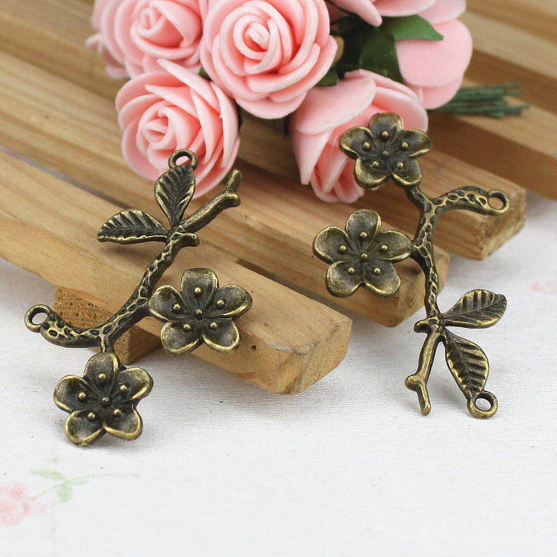 50x30mm Alloy Branch Flower Double Bail Pendant