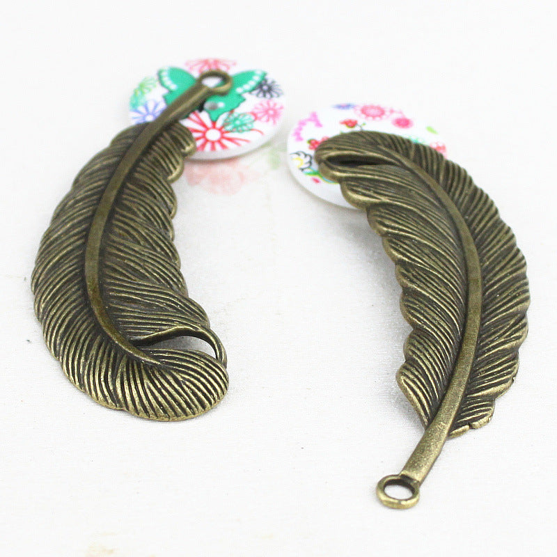 77x22mm Vintage Alloy Feather Bookmark Charm Pendant
