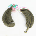Curled Feather Metal Pendants in Four Vintage Tone Finishes view 2