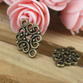 20x13mm Vintage Alloy Hollow Flower Connector with Top and Bottom Loops