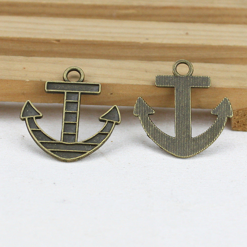 32x30mm Vintage Striped Anchor Alloy Charm Pendant