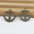 Vintage Striped Anchor Charm Metal Jewelry Component, 3 Finish Options view 2