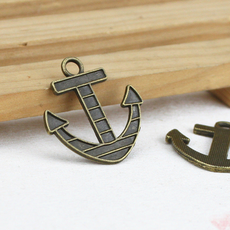 32x30mm Vintage Striped Anchor Alloy Charm Pendant