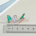 Gold Tone Two Color Faceted Butterfly Crystal Stud Earrings view 2