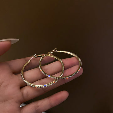 Crystal Large Hoop Earrings with Sparkling Stone Details