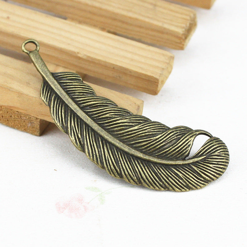 77x22mm Vintage Alloy Feather Bookmark Charm Pendant