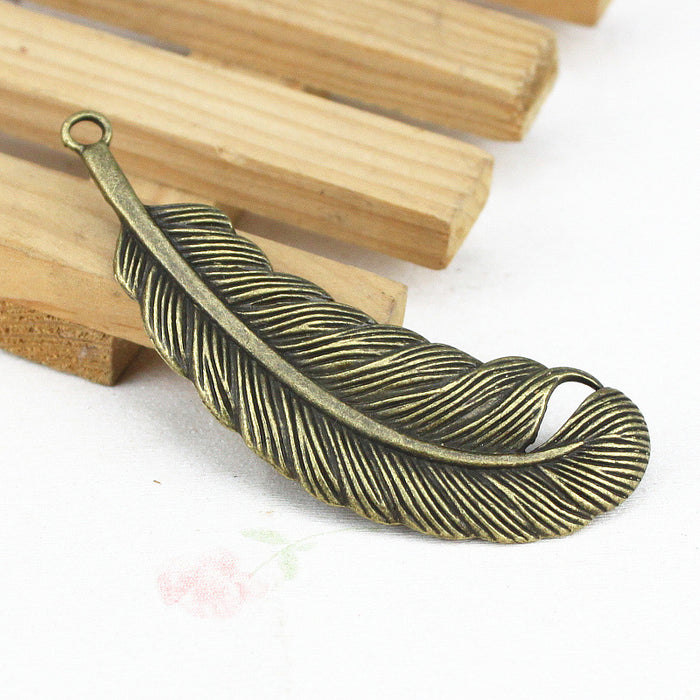 77x22mm Vintage Alloy Feather Bookmark Charm Pendant