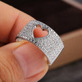 Silver Tone Wide Band Open Heart Pave CZ Ring Sizes 6-12 view 3