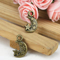 Crescent Moon and Stars Metal Charm in Three Finishes view 2